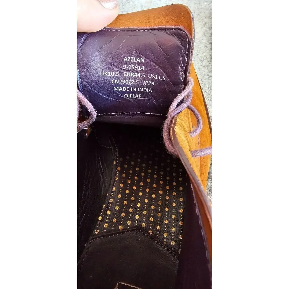 Ted Baker London Azzlan Chukka Leather Ankle Boot Shoes Brown Purple Stitch 11.5